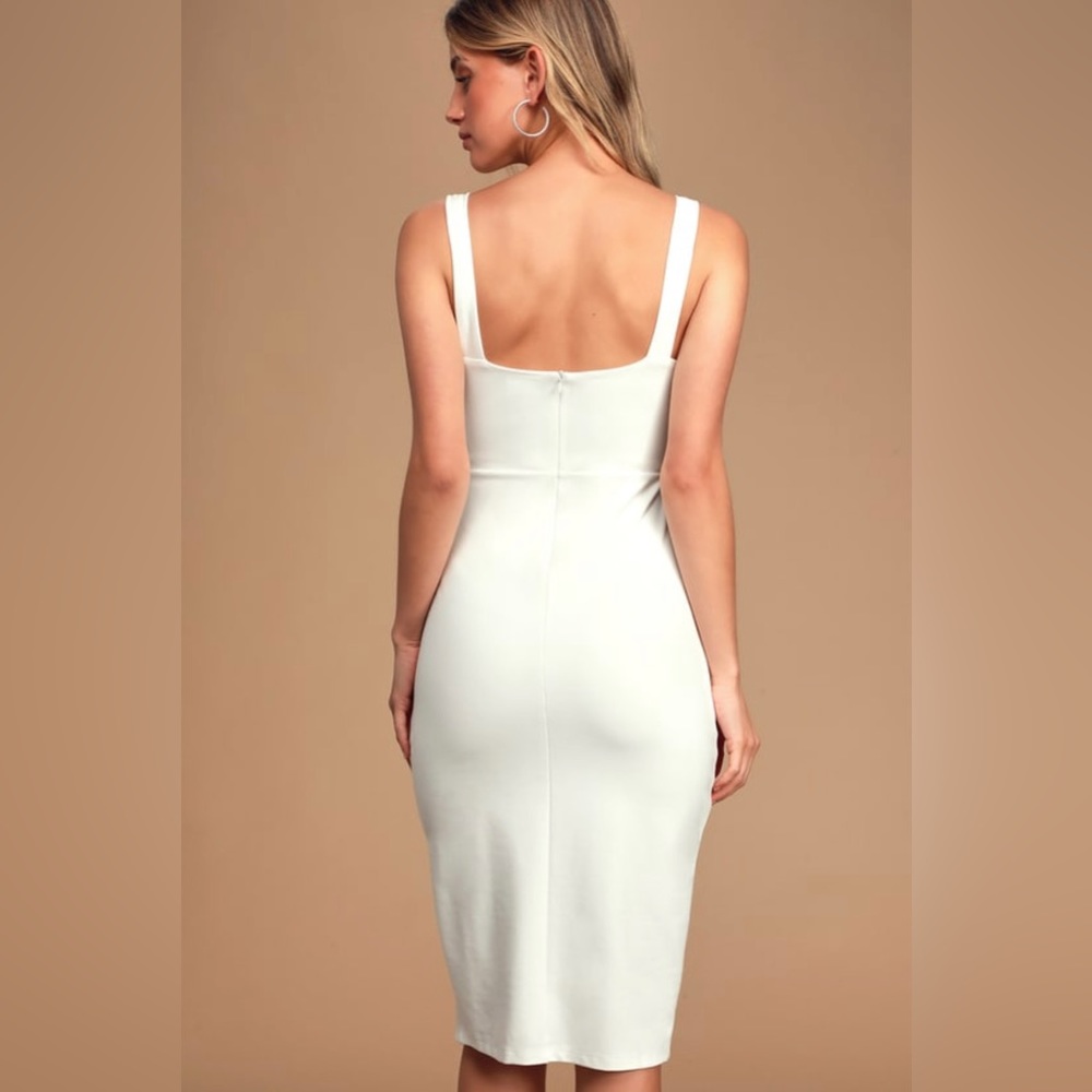 Lulu’s baby you’re the one white bodycon midi dress